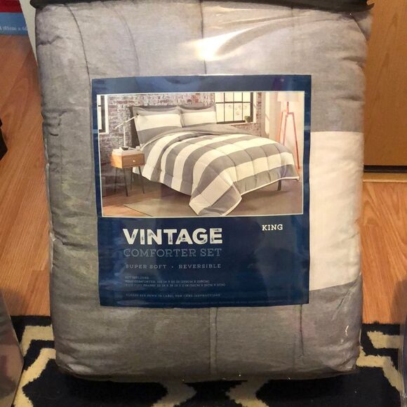 Vintage comforter set king size super soft reversible - Picture 1 of 6